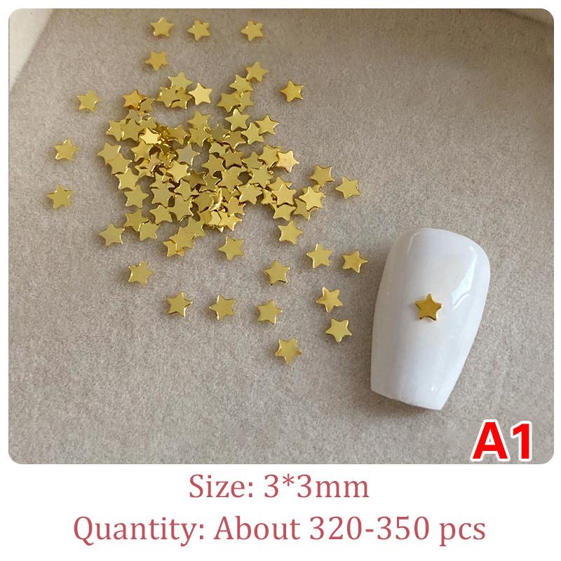 1 Bag Hollow Star Nail Art Charms 3D Metal Five-Pointed-Star Gold Silver Diamond Nail Decoration Luxury Manicure Accessories