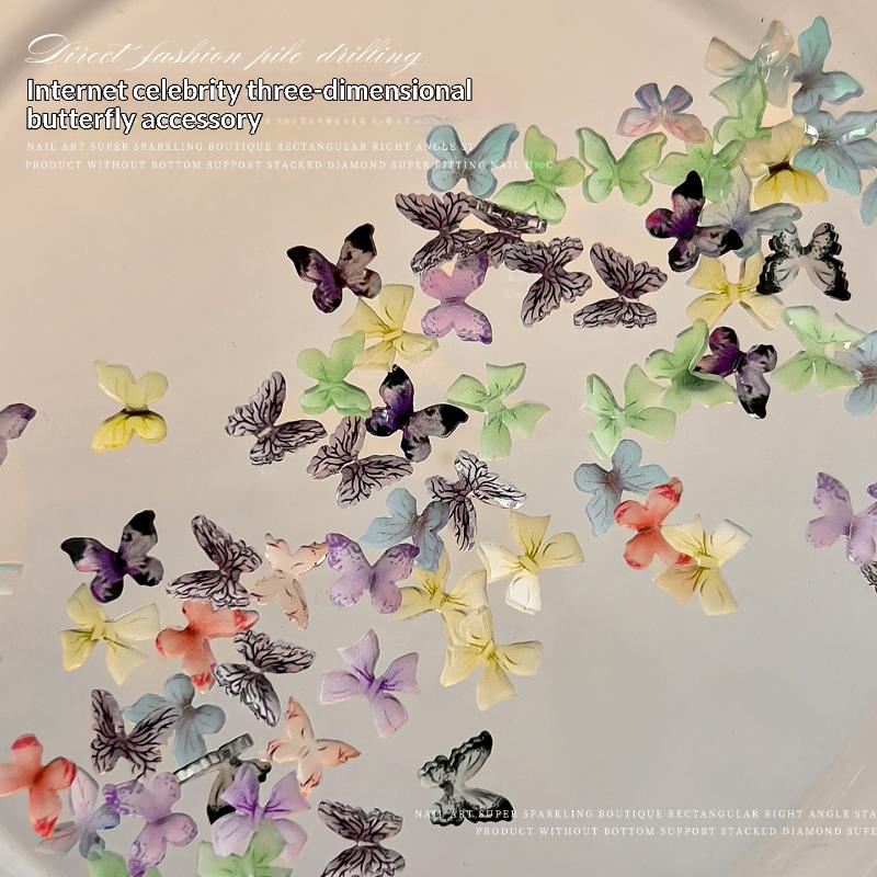 50Pcs Mix Colorful Resin Butterfly Nail Charms Nail Art Stereoscopic Nail Decoration Diy Accessories