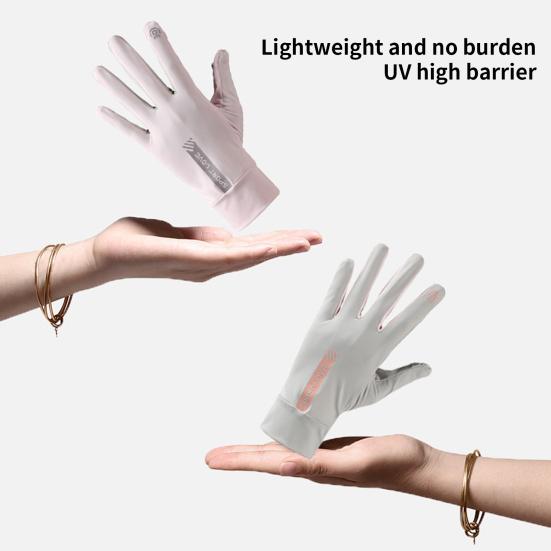 1 Pair Fingertip Opening Anti-slip Palm Letter Print Sunscreen Mittens Ladies Anti-UV Ice Silk Thin Gloves Cycling Accessories