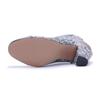 Johnature Women's High Heel Boots Handmade Genuine Leather Splicing Printed Thick Heel Short Boots