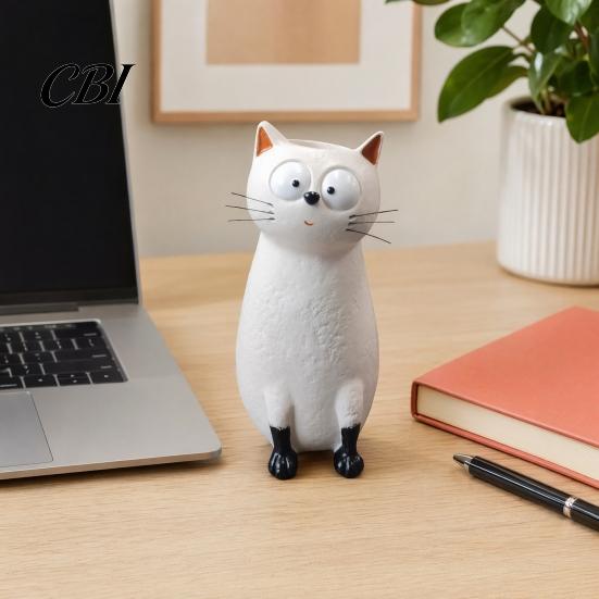 Resin Cat Ornament Quirky Vase, Cute Flower Holder for Desk Shelf, Mini Planter Unique Gift Dried Flowers, Creative Home Decor Ornament, Lovers