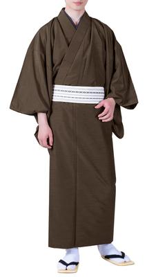 Single Plain Pongee [Kyouetsu] Kimono, Washable, Clothes, Fabric, Men's (S, Chestnut)