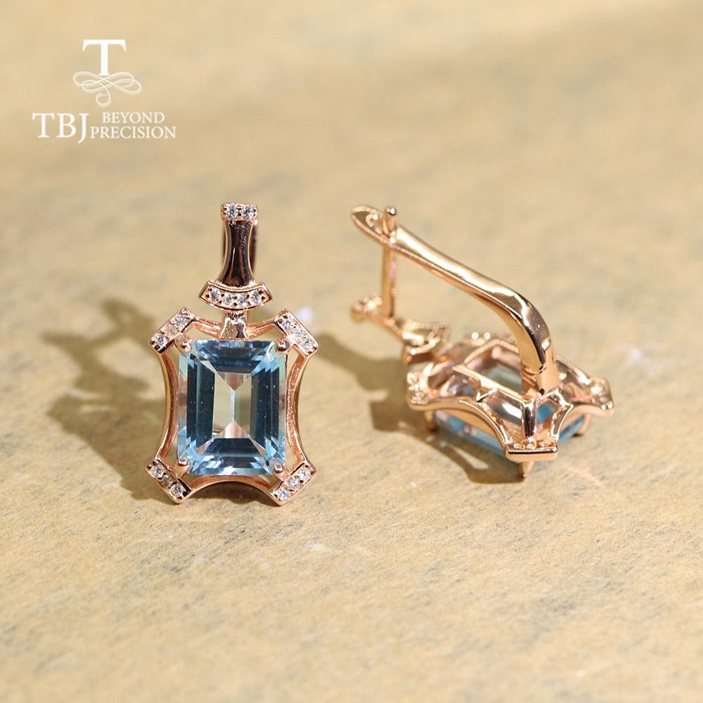 Nový přírůstek ! Zapínání na přírodní drahokam Náušnice Sky Blue Topaz 925 Sterling Silver jemné šperky pro ženu jako dárek k výročí