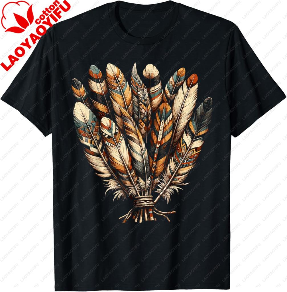 Southwest Native American Indian Tribal Feather TShirt Casual Cotton Short Sleeve Tee Vintage Graphic T Shirts Camisas