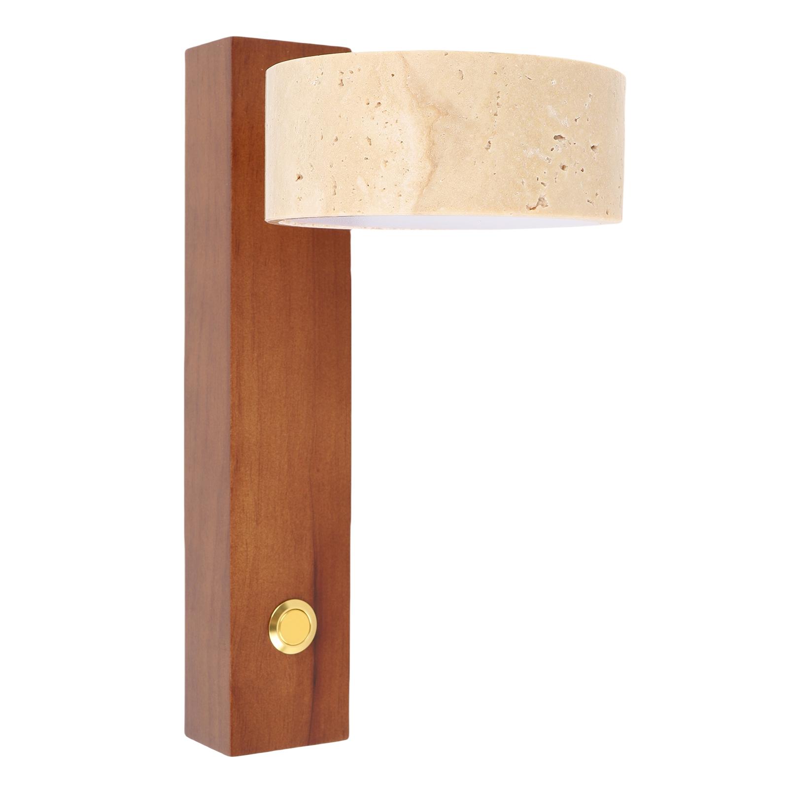 

Rotating Stone Wall Sconce with LED Warm Light Angle Rustic Industrial Wall Lamp for Bedside Reading