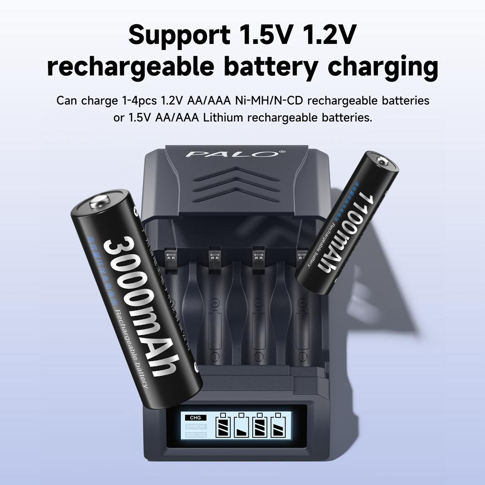 PALO 1.2V NI-MH AAA 1100mah Rechargeable battery AAA NIMH 3A Batteries With 4 Slots USB charger for 1.2V/1.5V AA AAA Battery