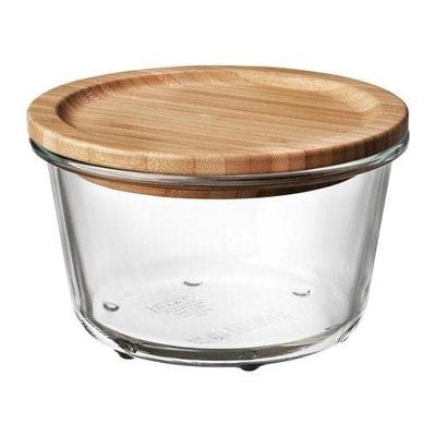 IKEA IKEA Pojemnik do przechowywania z pokrywką 14x9cm 365+ Szkło/Bambus (892.690.90)
