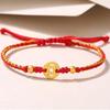 2022 Lucky Red Rope Bracelet with Brass Gold-Plated Coin Pendant for Men & Women