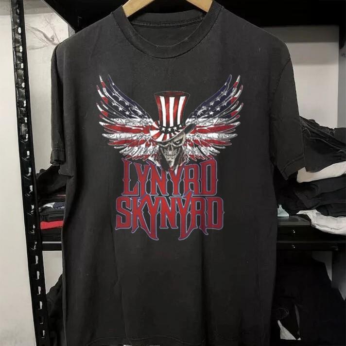 Lynyrd Skynyrd Essential Uncle Sam USA Flag Unisex Black Cotton T-Shirt