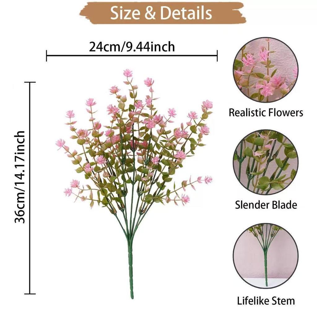 UV-Resistant Artificial Outdoor Shrubs, Fake Plants for Courtyard and Spring Decoration