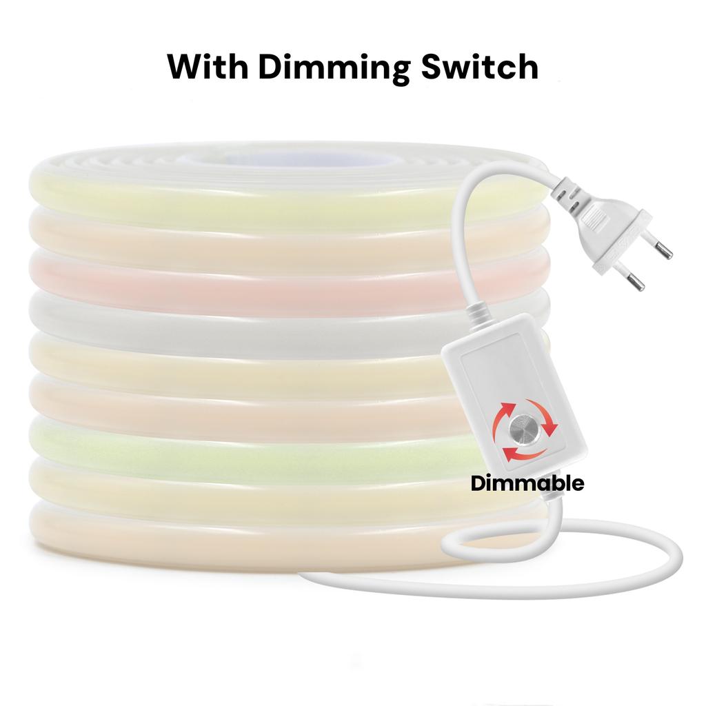 1-20M 220V COB LED Strip 288LEDs/m Outdoor IP65 Waterproof Switch/Dimmable LED Tape Ribbon Neon Lights For Kitchen Room 10 Color