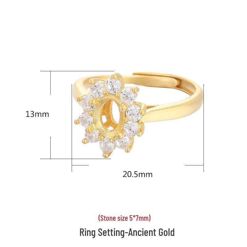 

S925 Sterling Silver Four-Prong Women s DIY Cubic Zirconia Wedding Ring Setting