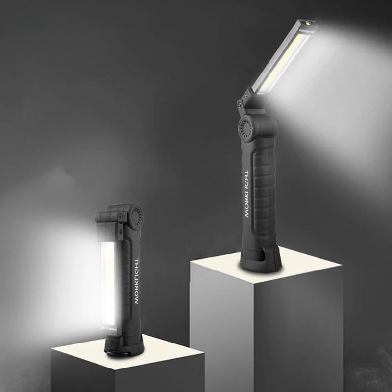 USB Rechargeable Portable COB LED Flashlight Work Light Magnetic Lanterna Hanging Lamp With Built-in Battery Lamp Torch Tool