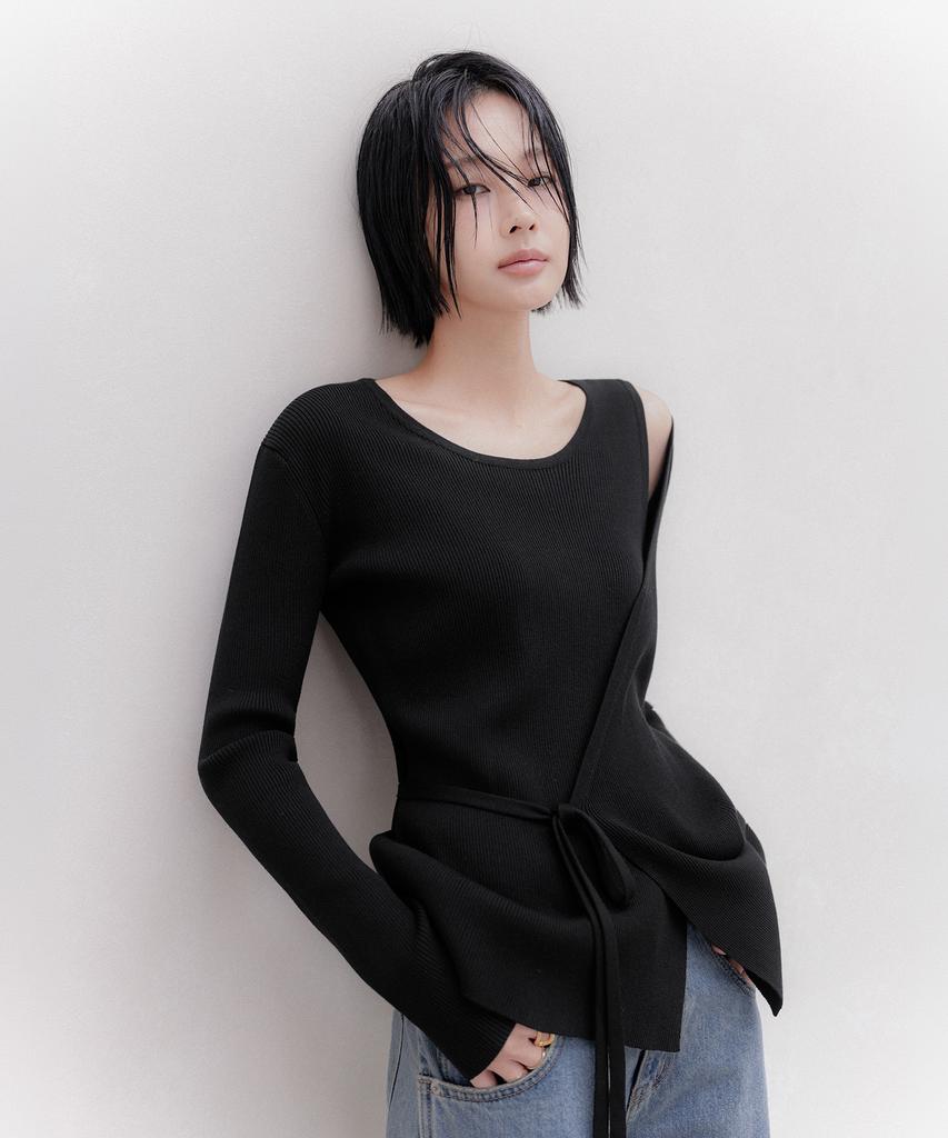 MEMUA Moment Soft Rib Wrap Knit (Mocha Brown)