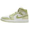 Air Jordan 1 Mid Top Vintage Basketball Shoes Women's White Green BQ6472-302