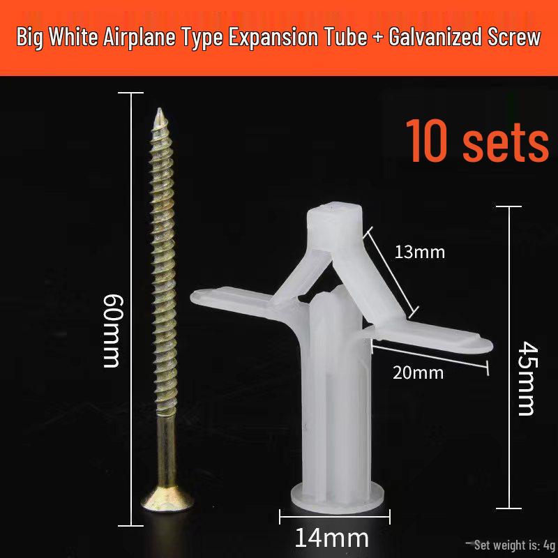 Gypsum Board Expansion Screw Set: Self-Tapping Plastic Plug & Butterfly Anchor