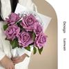 Multicolor Rose Artificial Flower Single Stem Green Leaves Faux Flower Photo Props Silk Petals Simulation Flower