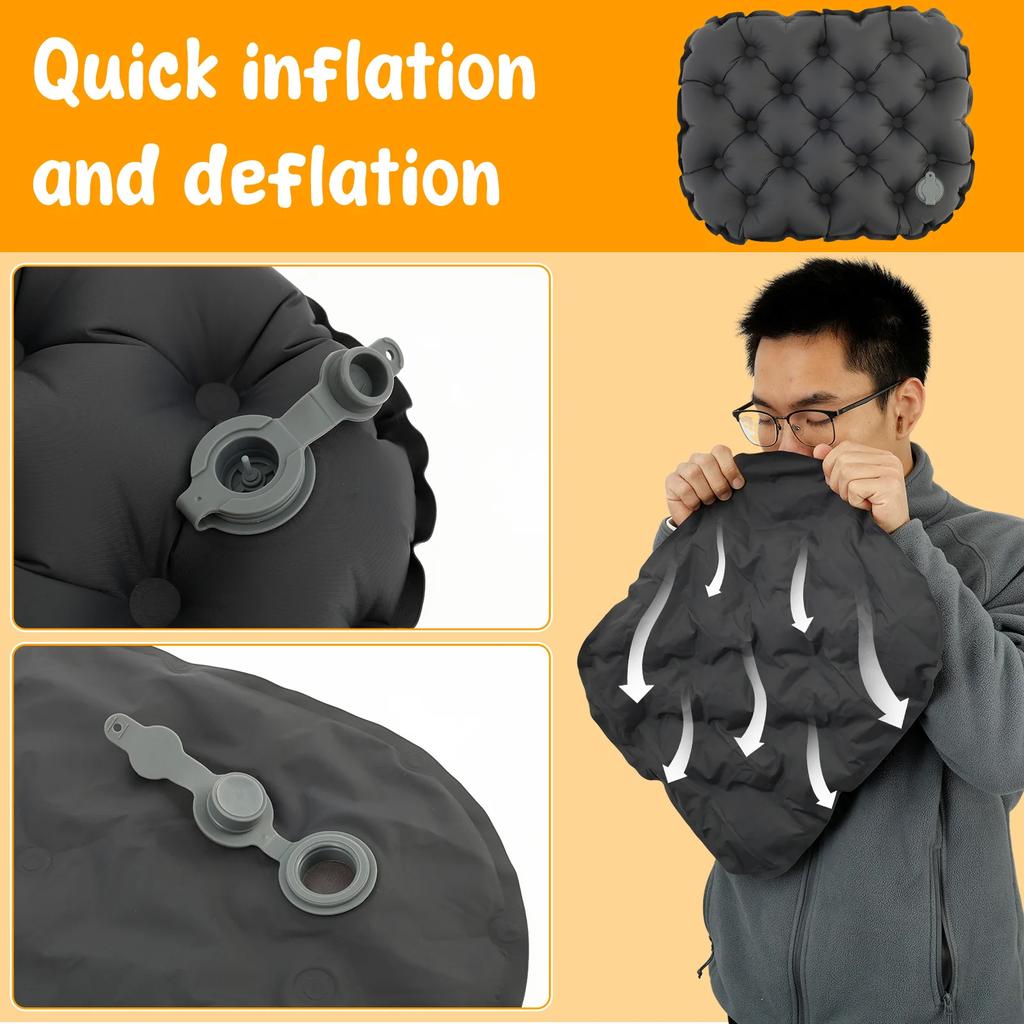 Inflatable Seat Cushion Outdoor Camping Travel Cushion Folding Inflatable Pillows Chair Cushion Seat Pads With Storage Bag