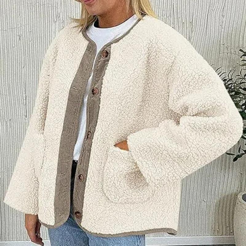 Women's Warm Winter Coats Casual Long Sleeve Button Up Fuzzy Sherpa Fleece Jackets Outerwear