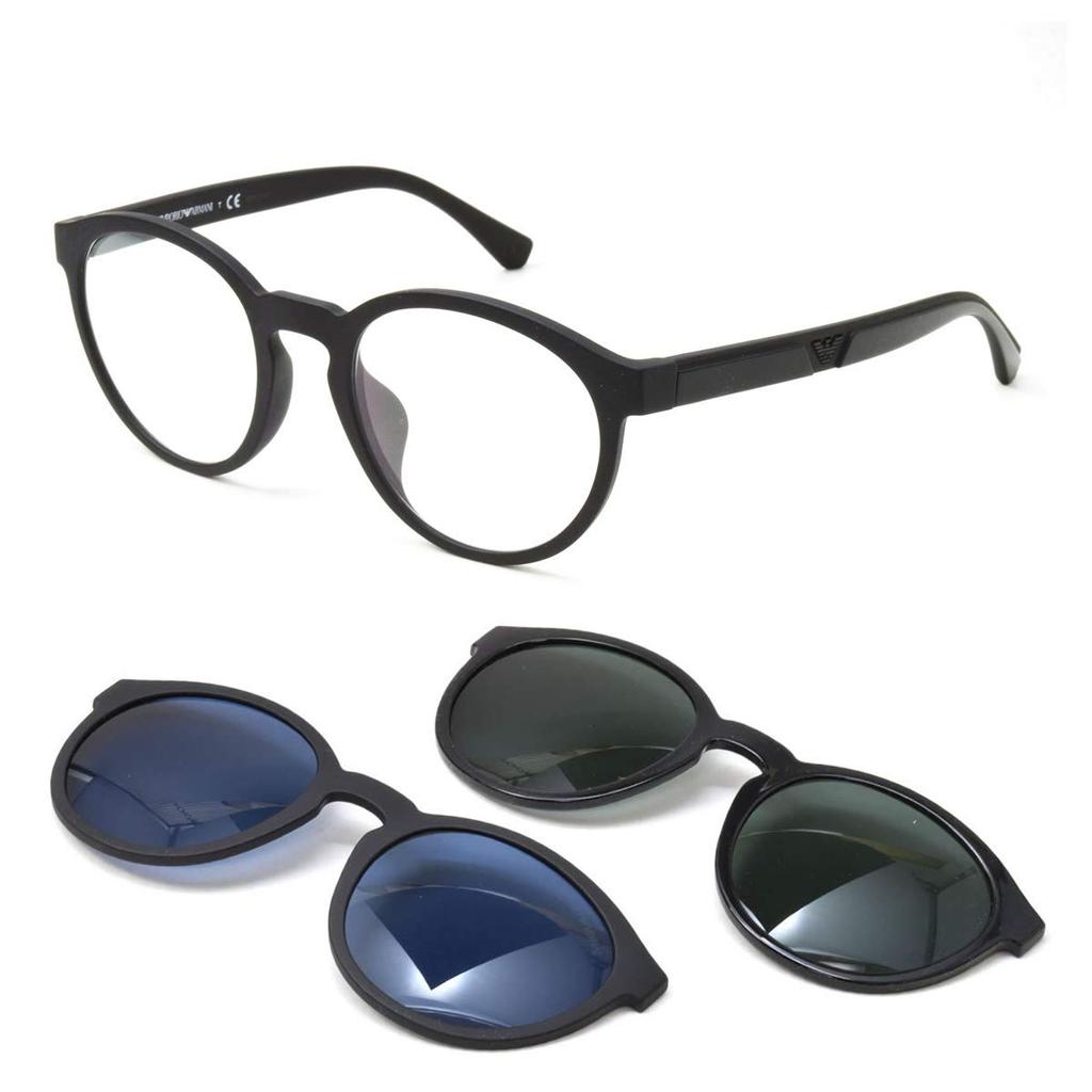 Emporio Armani EA4152F 58011W Glasses with Fashion Magnetic Detachable 52-inch Lenses, Sunglasses, 3-Way