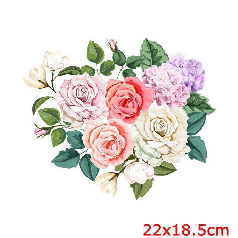 Flower Patch Thermo Sticker On Clothes Patches For T-Shirt Iron On Transfer For Clothing Letters Stripe Applique Thermal Decor