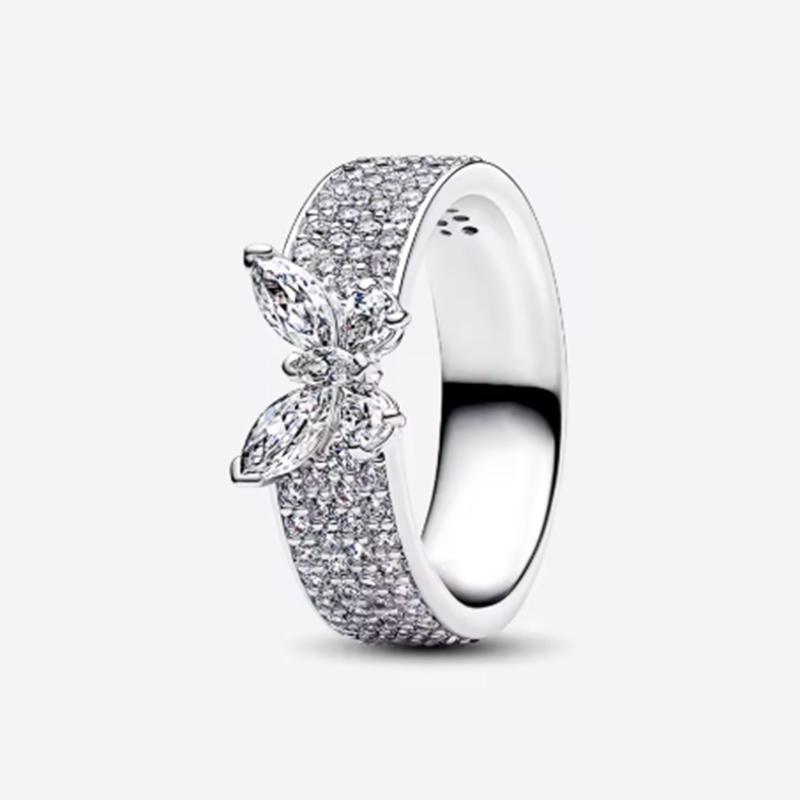 New 925 Silver Plant Bee Flower Women's Ring Suitable for Wedding Parties Wear DIY High Quality Jewelry Gifts