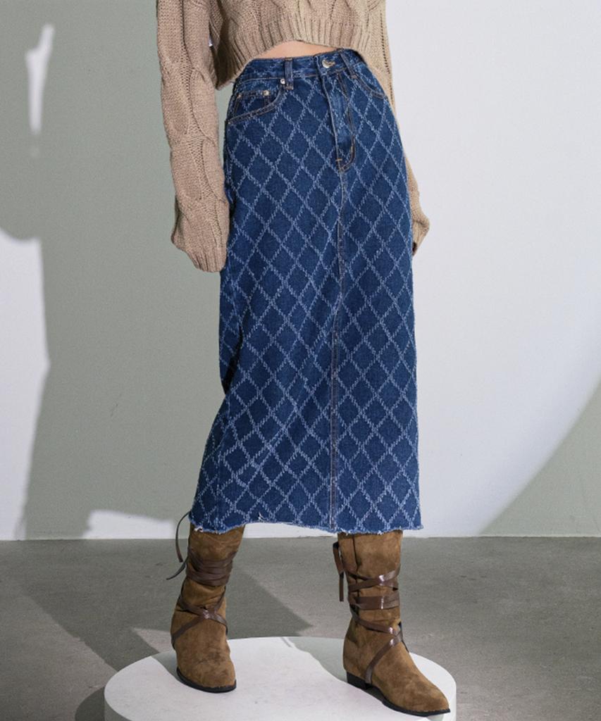 Urban Dress Quilting Long Denim Skirt Black