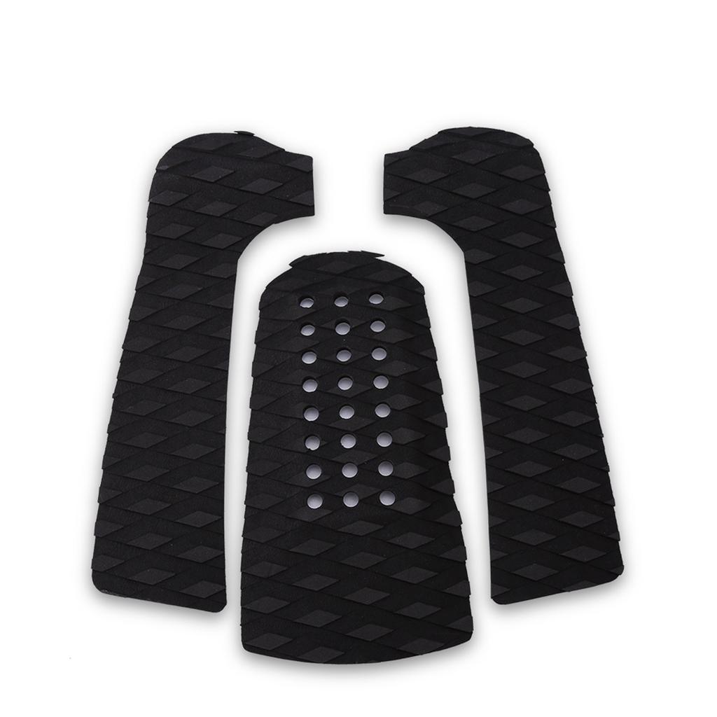3Pcs Surfing Surfboard Anti Slip Traction Pad Tailpad Deck Grip (Black)