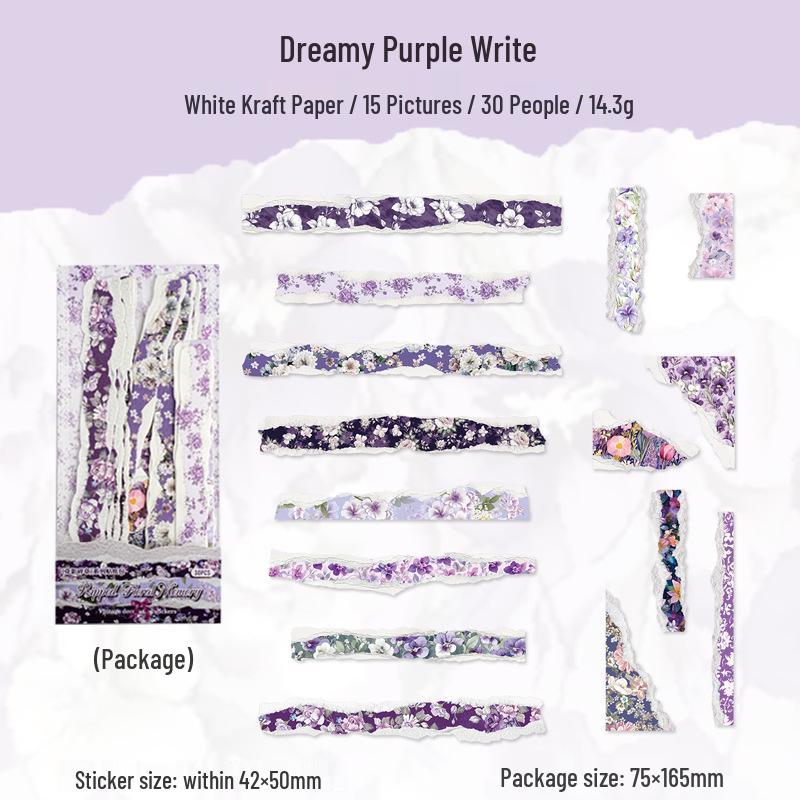 Yi Niao Квіткові тіньові наклейки из крафт-бумаги: 30 вырезанных ретро-страниц для журнала