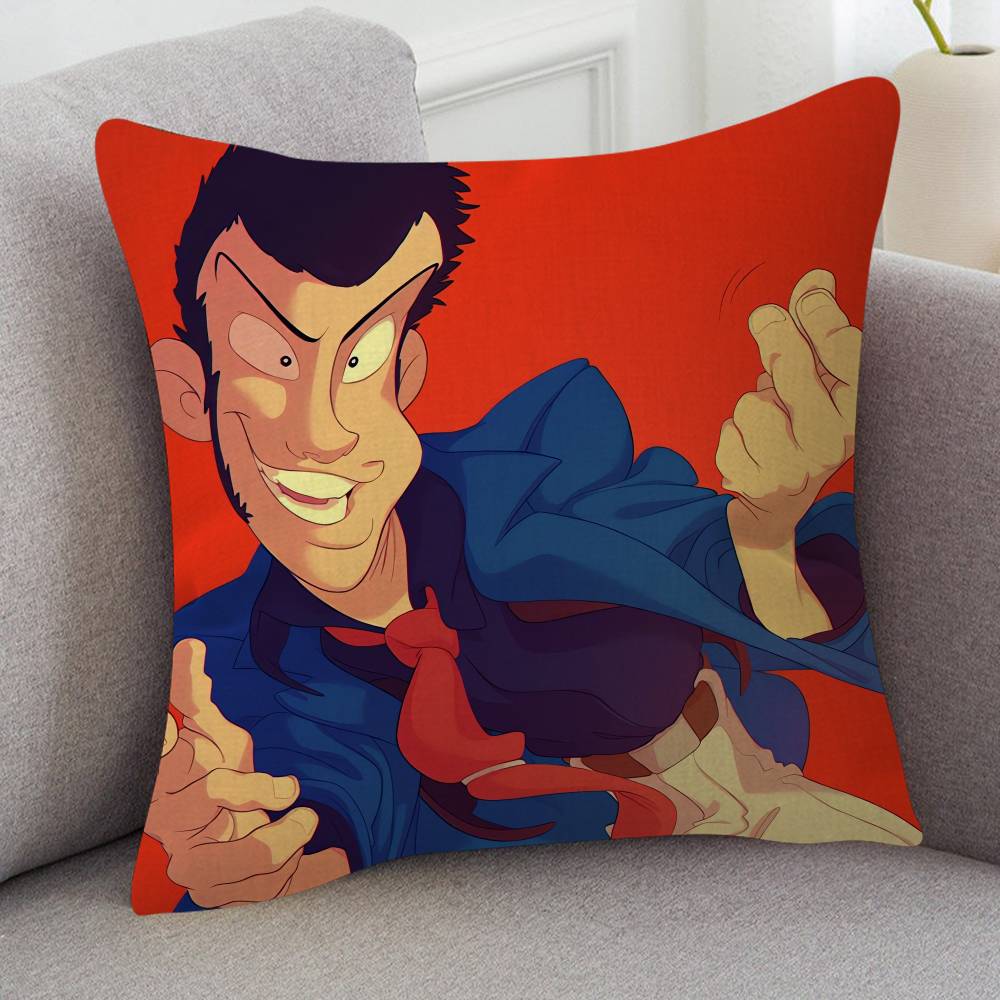 Anime Lupin The Third Soft Comfortable Pillow Case Cartoon For Sofa Living Cat Room Home Office Retro Decor Protective Cover