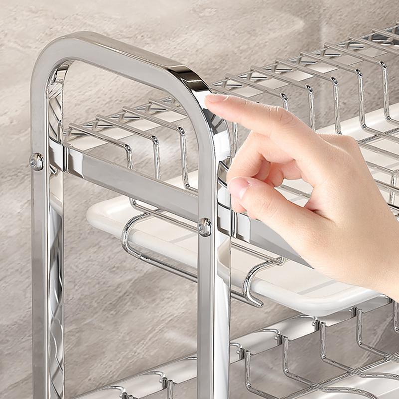 Dish Drying Rack Compact Kitchen Dish Rack Drainboard Set Large Rust-Proof Dish Drainer  Holder