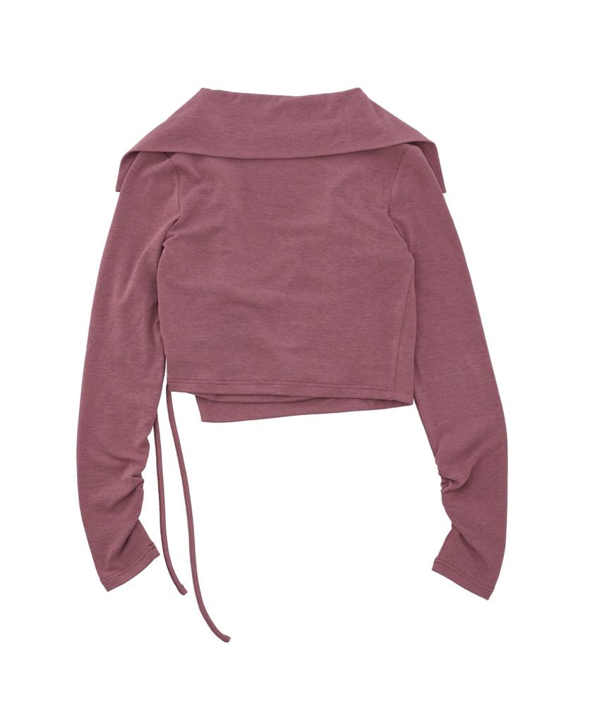DELICCENT Off-Shoulder Wrap T-Shirt [Indie Pink]