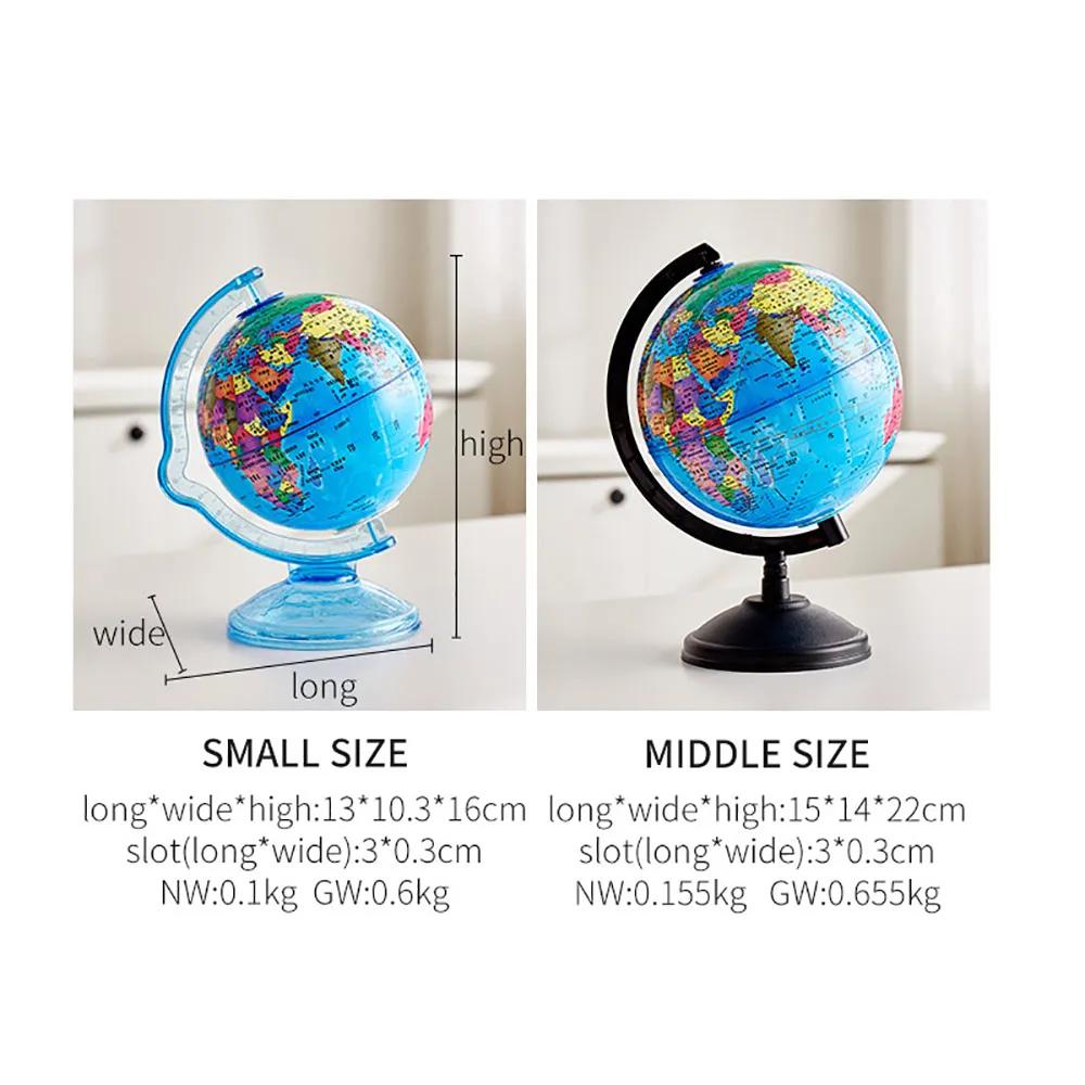 Creative Globe Money Box Fun Piggy Bank Children's Savings Box for Coins Gift Lving Room Decoration World Map Money Storage Safe