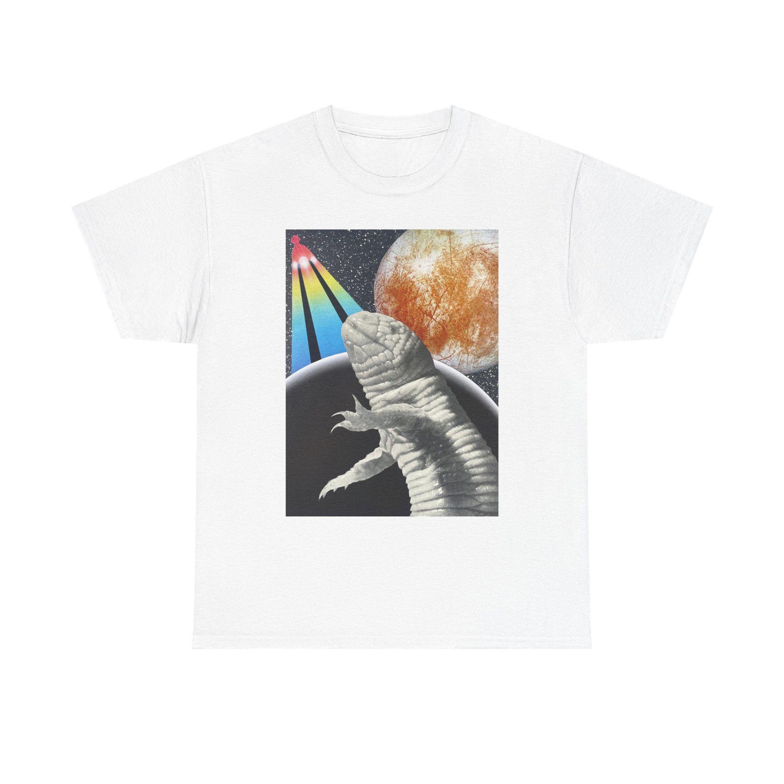 Retro Sci-Fi Lizard King T-Shirt, Surreal Space Creature Tee, Vintage Collage Alien Shirt, Psychedelic Cosmic Art Graphic Tee M