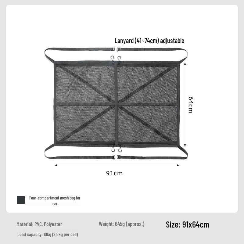 

Coleman B-965 Car Interior Four-Pocket Mesh Bag with Zippered Storage for Self-Driving Tours