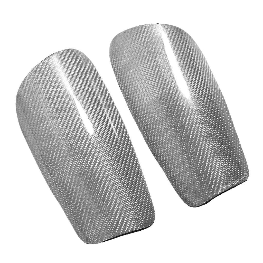 1Pair Soccer Shin Guard Carbon Fiber Shin Pads with Storage Bag Light Weight Protective Soccer Equipment for Kids Football Games Silver M