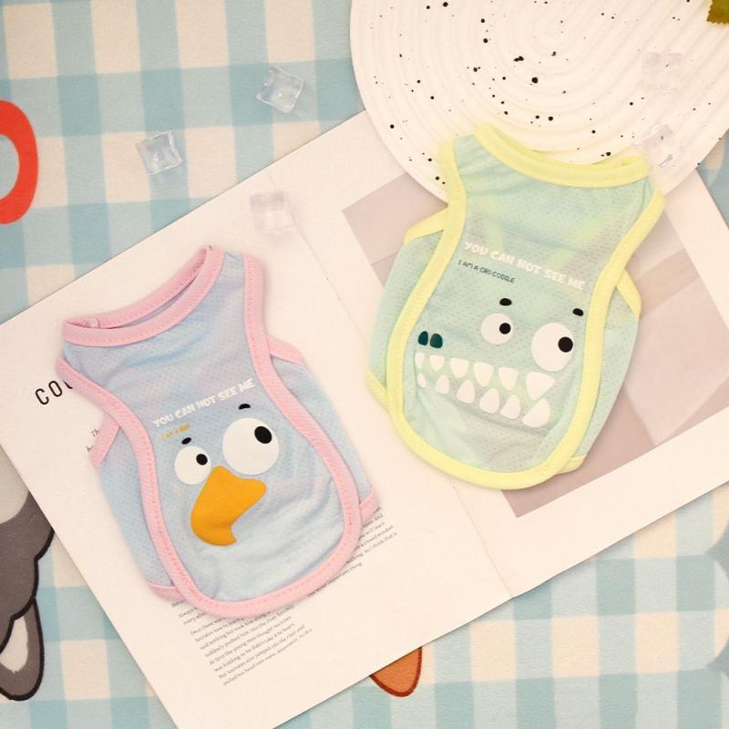 Pet Cat Dog Summer Cartoon Pattern Cool Breathable Cooling Ice Silk Vest Outdoor Tank Top Lightweight Outdoor Cool Clothes