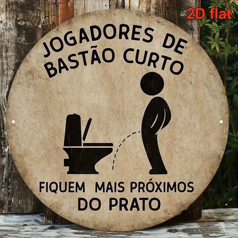 Sinal de Banheiro Português Vintage Ré Bemol Decoração Engraçada com Humor de Banheiro com Silhueta Masculina Placa de Banheiro Vintage Adequado p