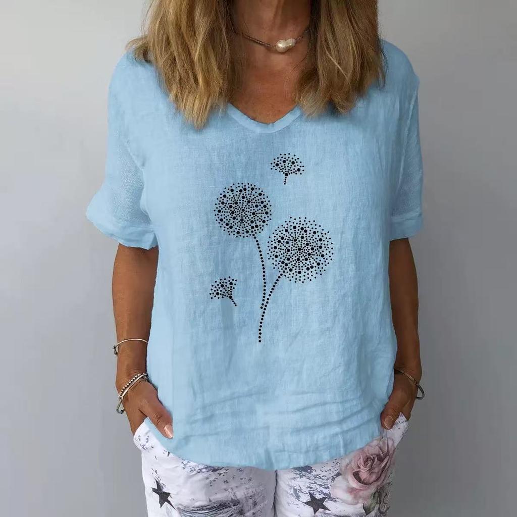 GMXIA Damenmode, lässig, Sommer, kurzärmelig, O-Ausschnitt, Blusen und Hemden