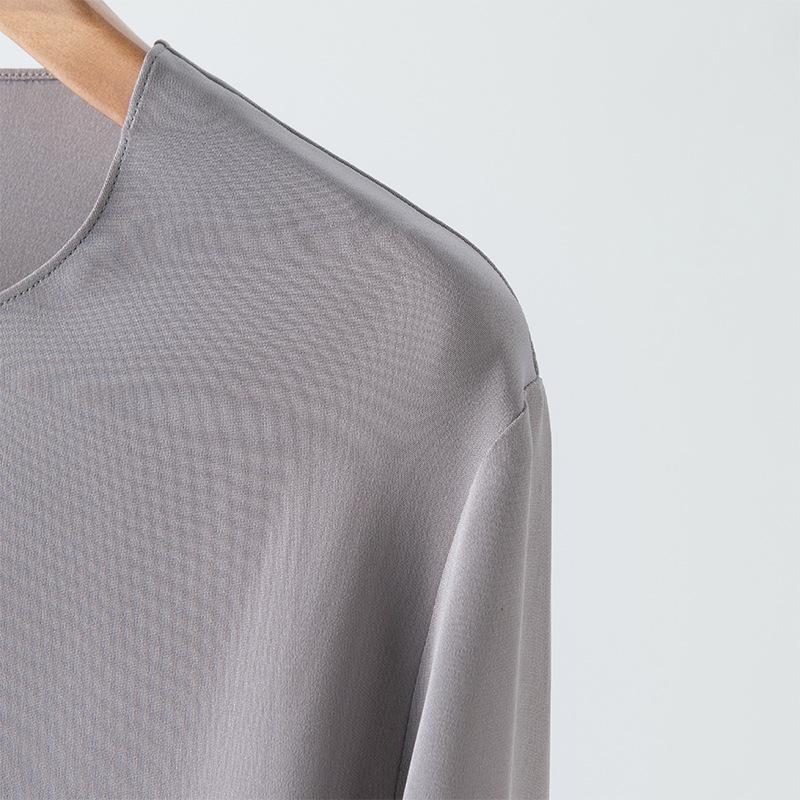 Women's Silk Long Sleeve Top - Mulberry Silk, Loose Fit, Round Neck, Spring & Autumn.