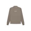 Essentials SS22 Desert Taupe Logo Print Half Neckline Pullover Thickweight Shirt For Men Grayish Brown FOG-SS22-093