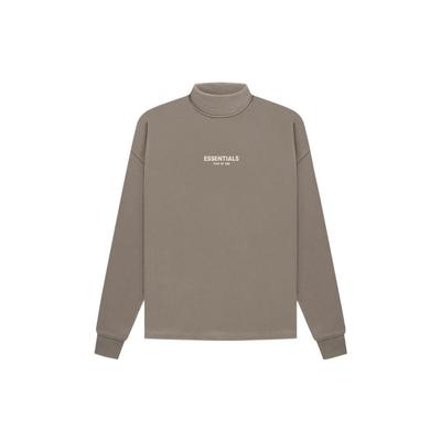 Essentials SS22 Desert Taupe Logo Print Halber Kragen Pullover Dickes Hemd Für Männer Gräulich Braun FOG-SS22-093