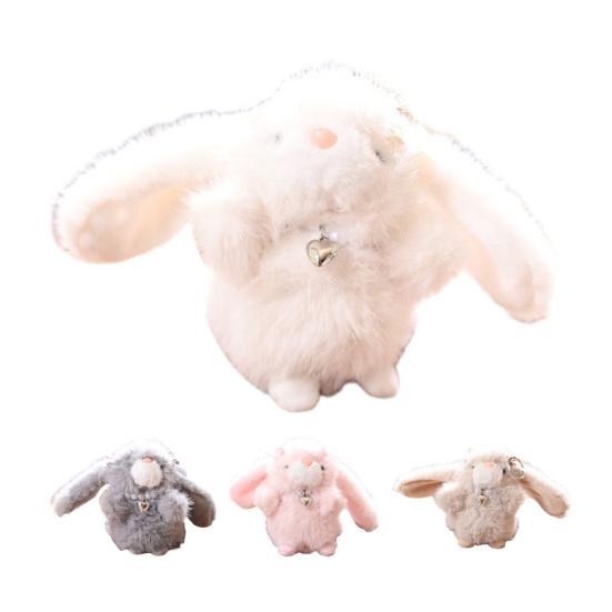 Doll Pendant Keychain Cartoon Rabbit Plush Keyring with Heart Necklace Car Key Holder Pendant Backpack Accessories