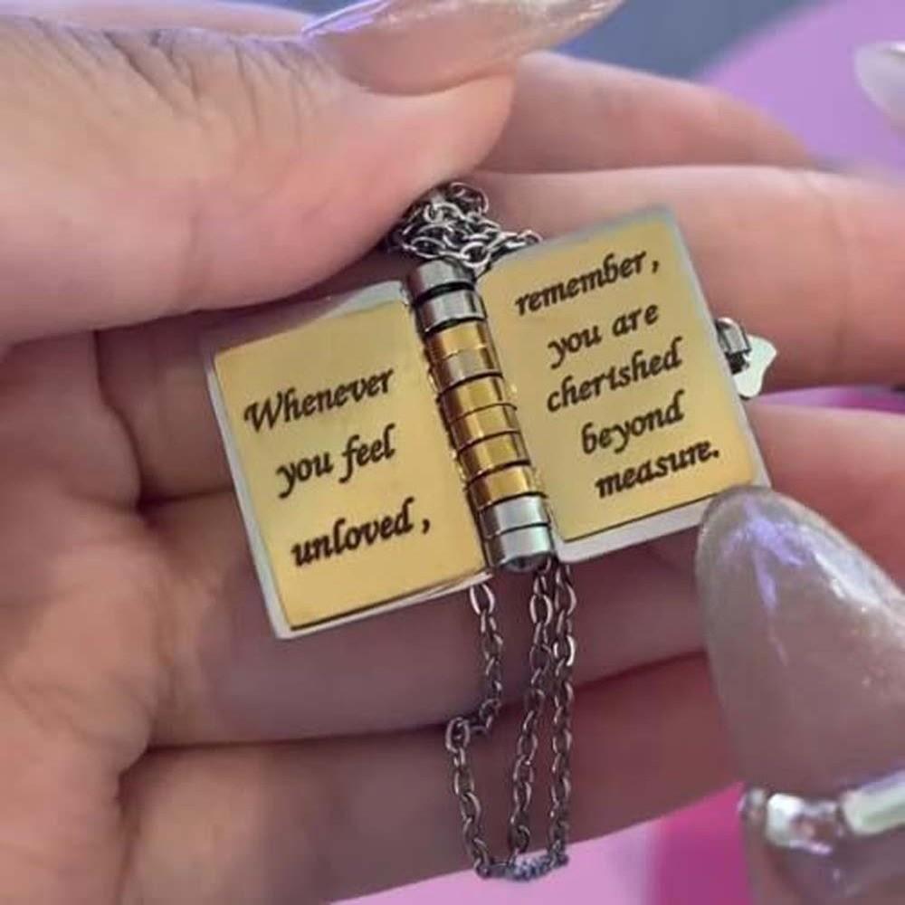 Stainless Steel Opening Book Pendant Titanium Steel Girls Text Locket  Collarbone Chain