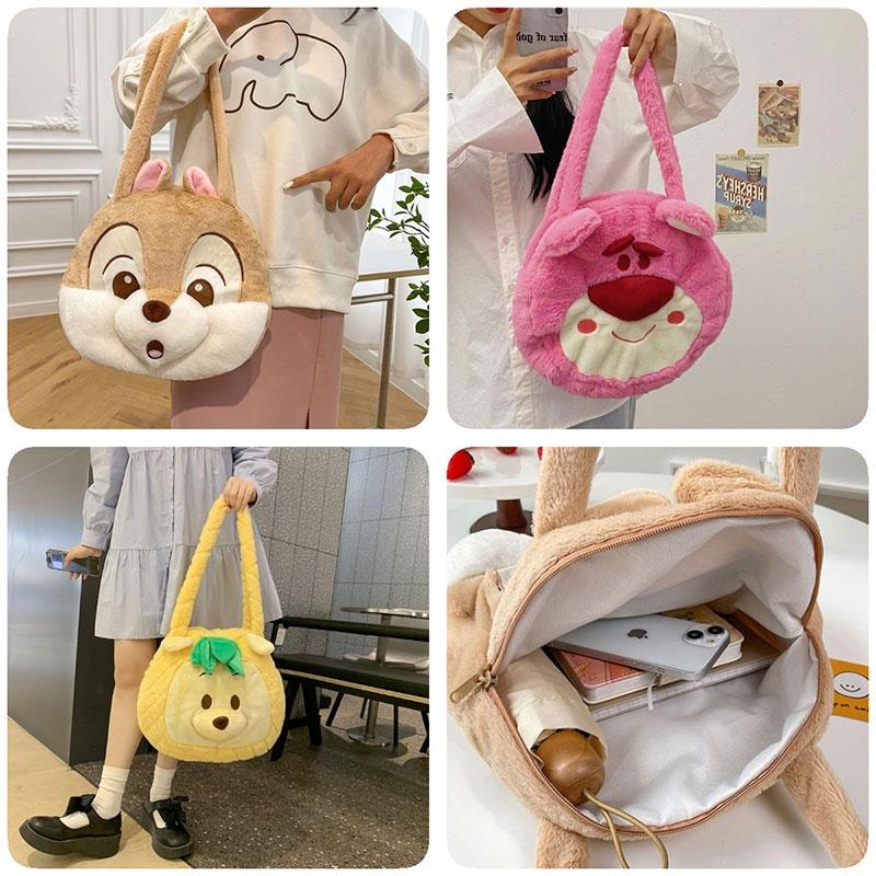 Pineapple Pup And Strawberry Bear Plush Cartoon Shoulder Bag Large Capacity Tote For Everyday Use
