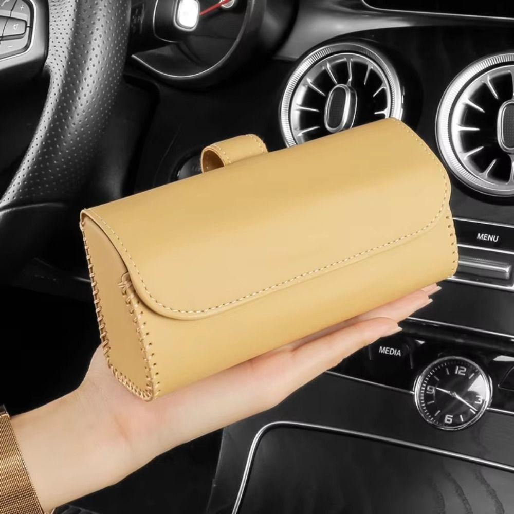 Hand-sewn Car Glasses Case High Grade Material Car Sunglasses Box Car Visor Mount