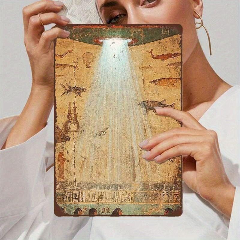 Vintage Ägyptisches Blechschild Wandkunst Heimdekor Metallposter Hängendes Schild