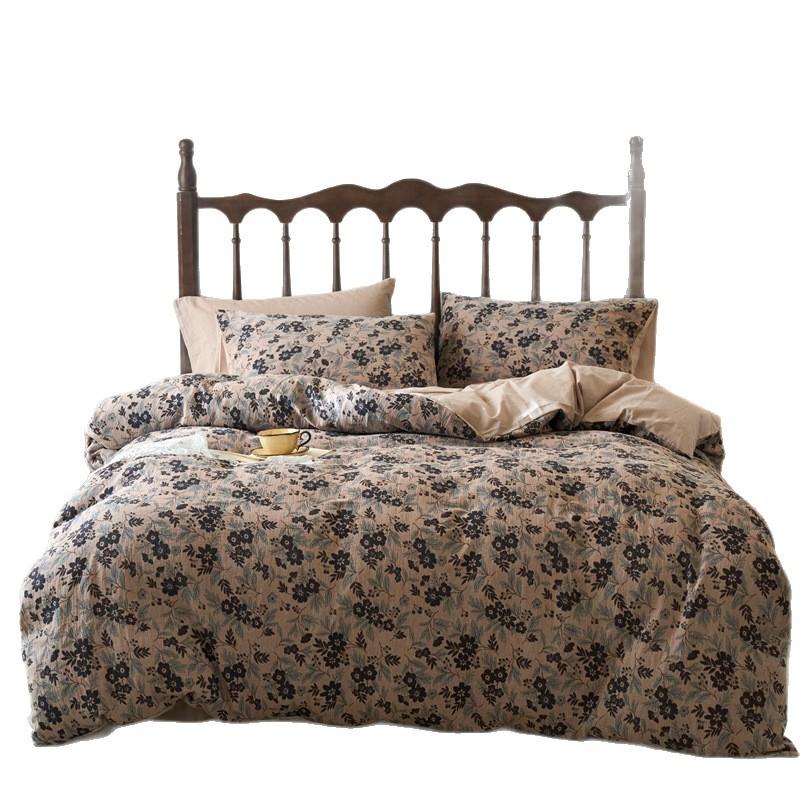 Class A Cotton Color-Woven Jacquard Double-Layer Yarn, Pure Cotton Aerobic Retro Wind Small Floral Quilt Cover
