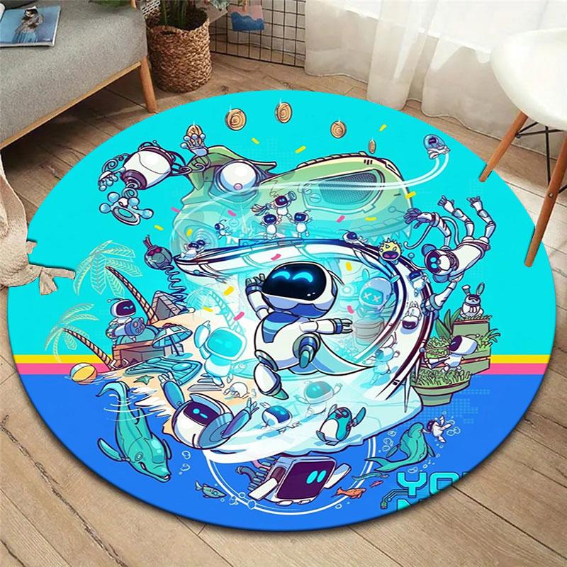 ASTRO BOT Custom Name Round Area Rug,Carpet Rug for Living Room Bedroom Sofa Playroom Decor,Non-slip Floor Mat