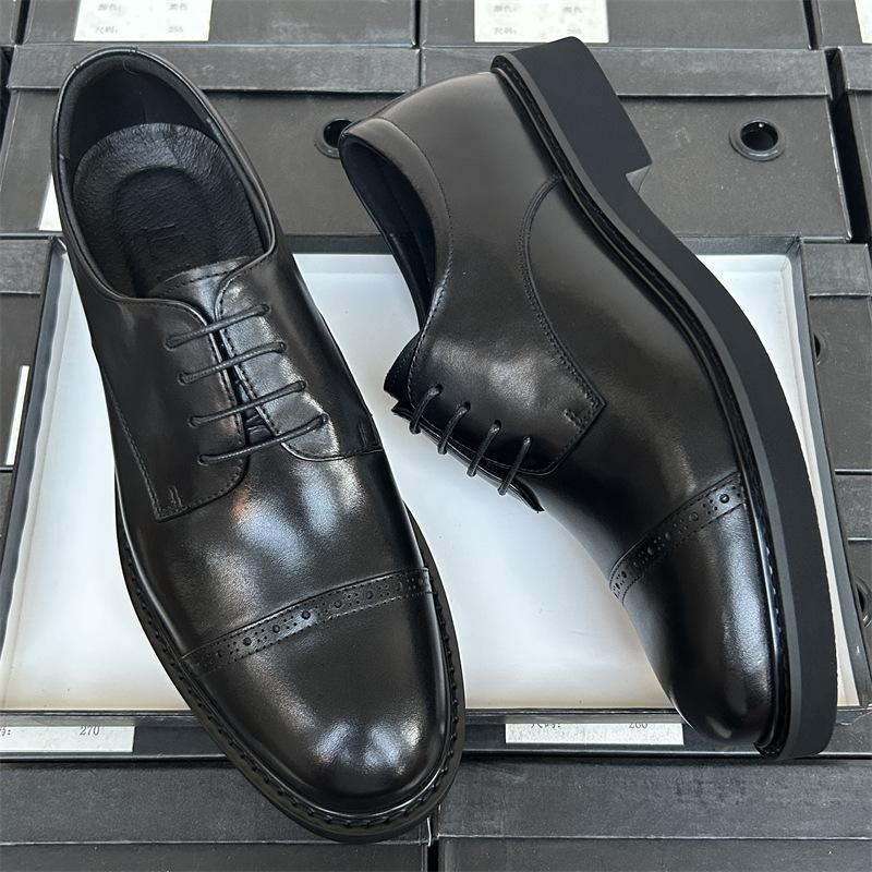 Three Joint Leather Shoes Men'S Business Dress Derby Shoes Leather Breathable Work Shoes Groom Wedding Shoes Men'S Leather Shoes